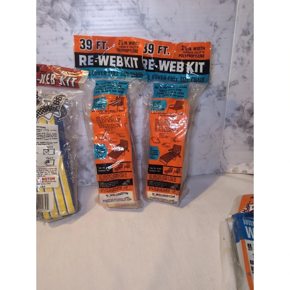 4x Vintage NOS Wellington WEBBING KITS 39 ft. Re-Web Chaise Lawn Chair USA